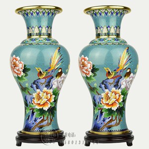 北京特色手工艺品景泰蓝花瓶丁明鸿15寸锦绣瓶客厅办公室铜胎摆件