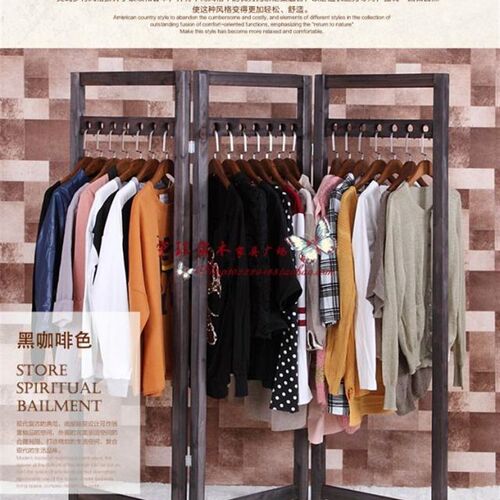 复古屏风服装店隔断落地式展示架实木折叠组合中岛货架新中式橱窗
