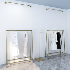 金色衣架服装店专用展示架落地式铁艺童装货架女装挂衣杆陈列架子