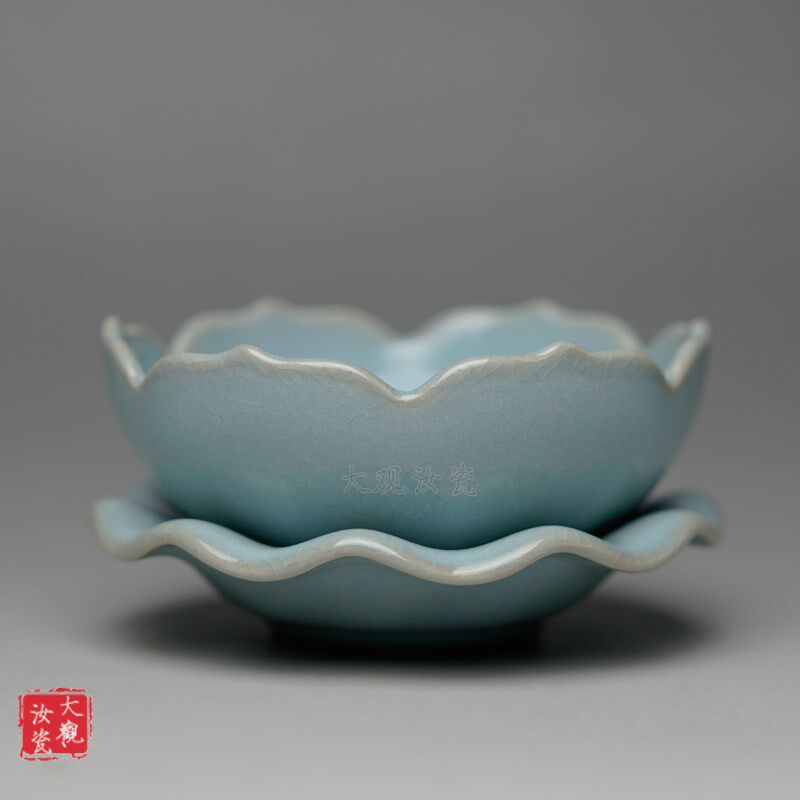 汝州原产地大观汝瓷茶具 莲花茶漏 一级品朱家汝窑朱法喜玛瑙入釉