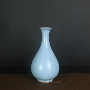 汝窑花器玉壶春瓶汝瓷摆件天青釉花器花插家居饰品客厅插花中式