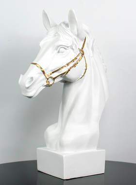 创意欧式开业招财冷铸铜马头装饰品摆件客厅家居办公室桌面摆设