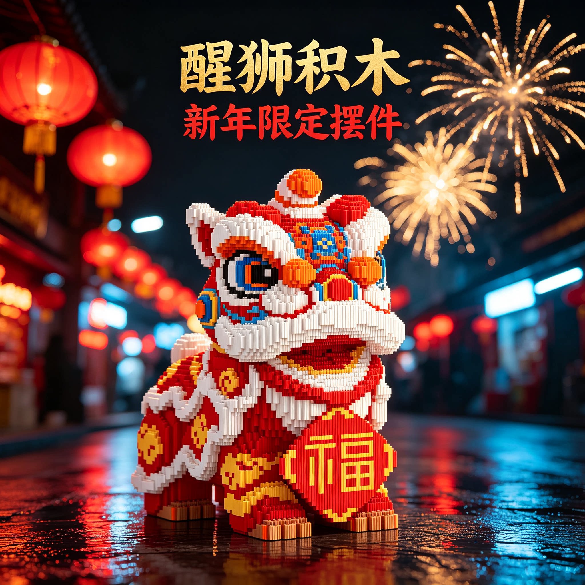 新款醒狮积木益智玩具成人高难度图片