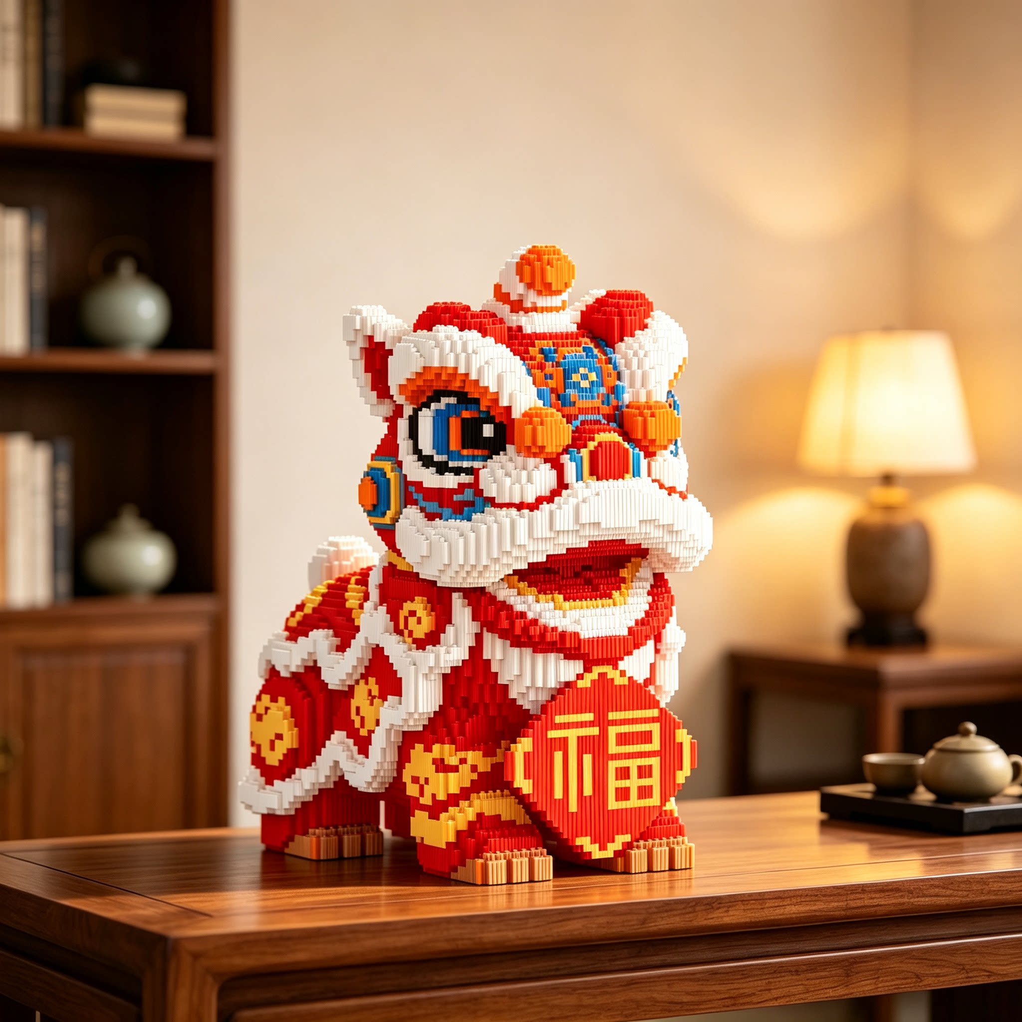 新款醒狮积木益智玩具成人高难度图片