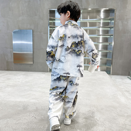 儿童套装男童汉服秋装套装2023新款古风秋季唐装男孩秋款大童中国