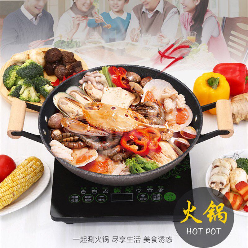 金狸猫锅具32cm34cm麦饭石炒锅不粘锅无油烟家用平底锅电磁炉通用