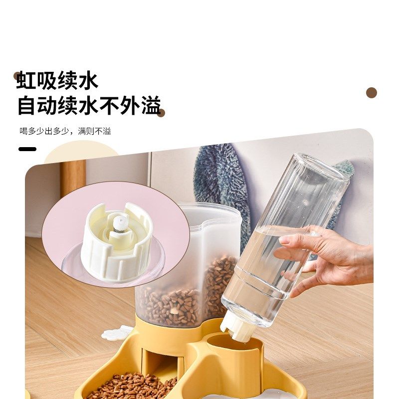 宠物喂食喂水器一体自动猫碗狗碗食盆猫咪饮水不插电不卡粮大口径