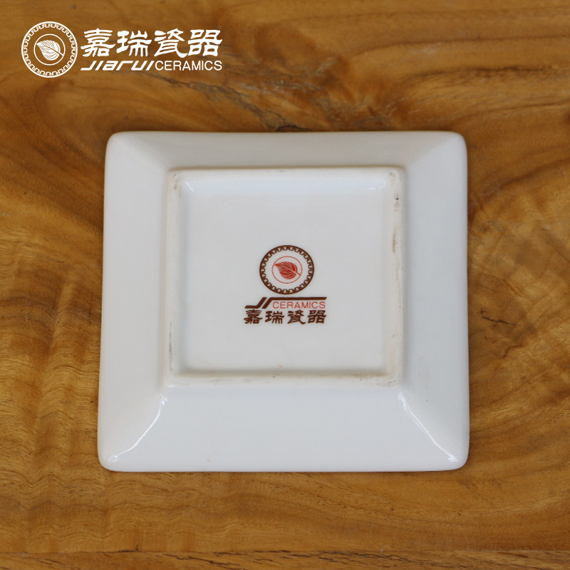 11.5cm新中式手工香皂盒酒店浴室肥皂碟陶瓷创意咖啡杯垫方形碟子