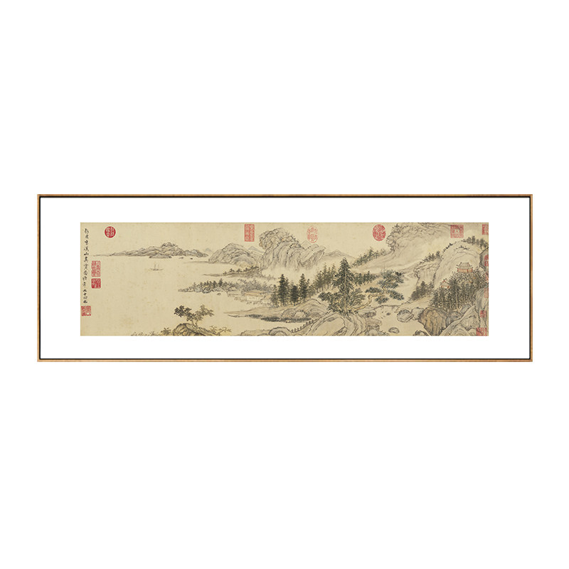富春山居图国画新中式客厅装饰画茶室沙发背景墙挂画横幅山水画框