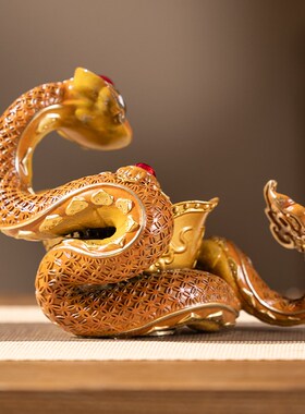 朱炳仁铜 金蛇纳财摆件蛇年生肖生日送礼书房办公桌面装饰摆件