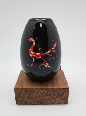 【曾楚漆器】凤鸟纹漆花瓶中国漆器仿古牙签筒工艺品随州曾侯乙