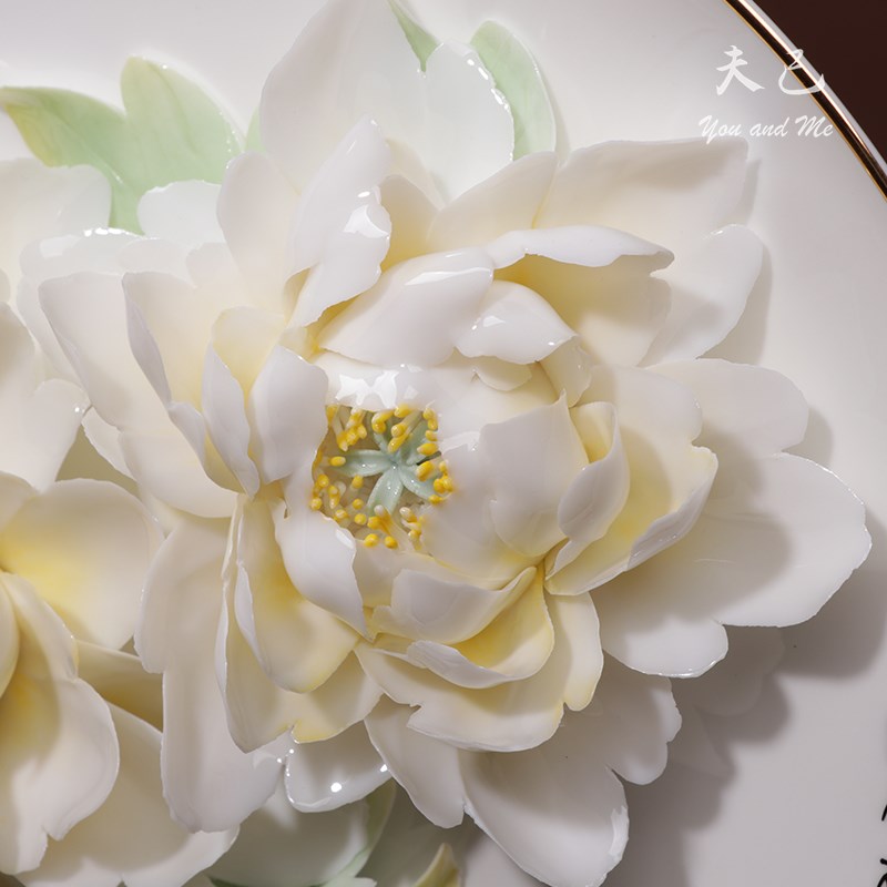 夫己创意陶瓷挂盘摆件艺术大号摆盘客厅家居装饰礼品《富贵吉祥》