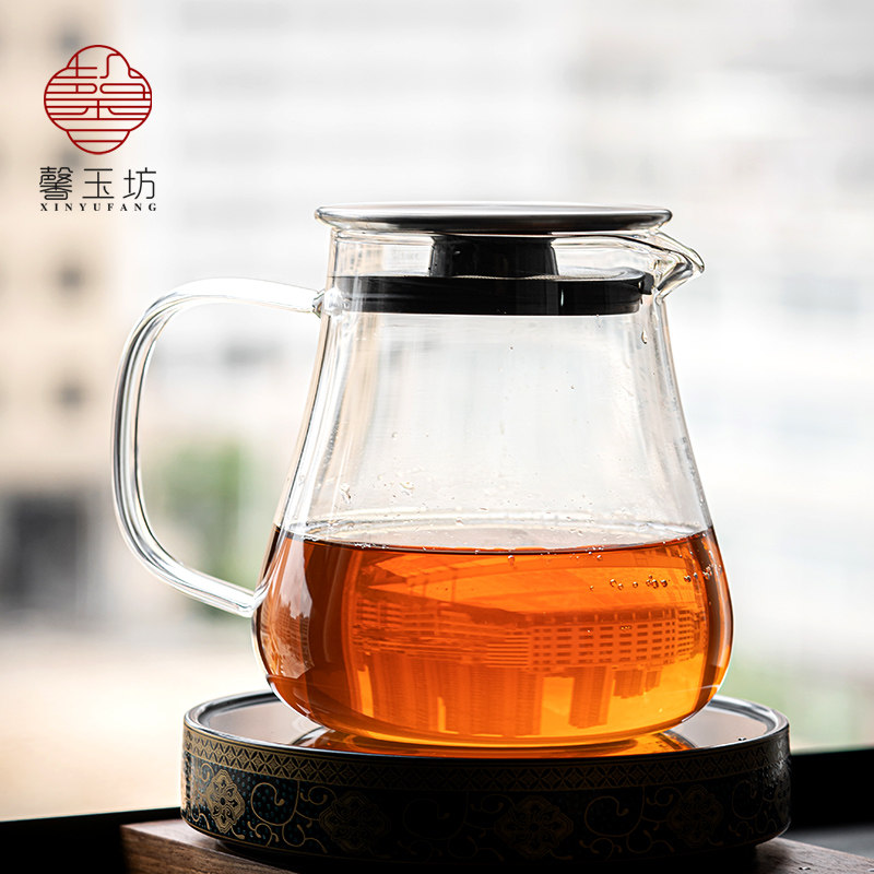 馨玉坊耐高温玻璃煮茶壶一体过滤办公室花果茶泡茶壶便携烧水壶