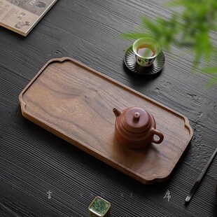 黑胡桃木茶室干泡小茶盘精致整实木干泡台一人用简约便携壶承托