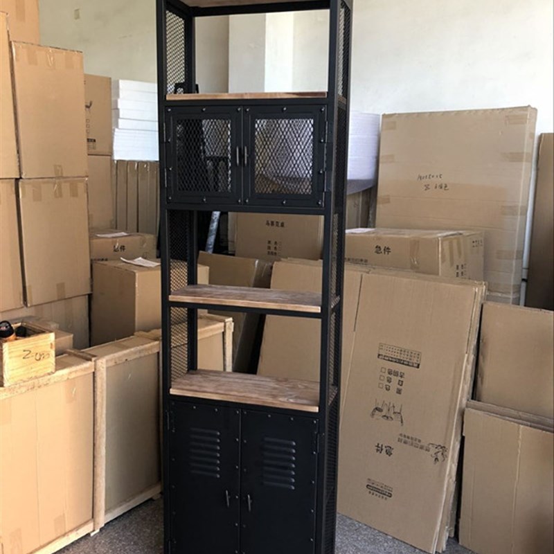 屏风隔断置物架书架工业玄关格子架美式loft办公室铁艺隔板架子