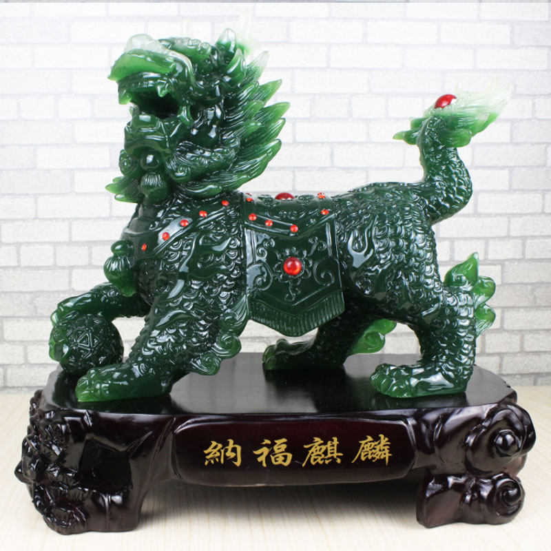 招财纳福麒麟摆件一对大号火麒麟客厅摆设乔迁新居礼品搬家送礼