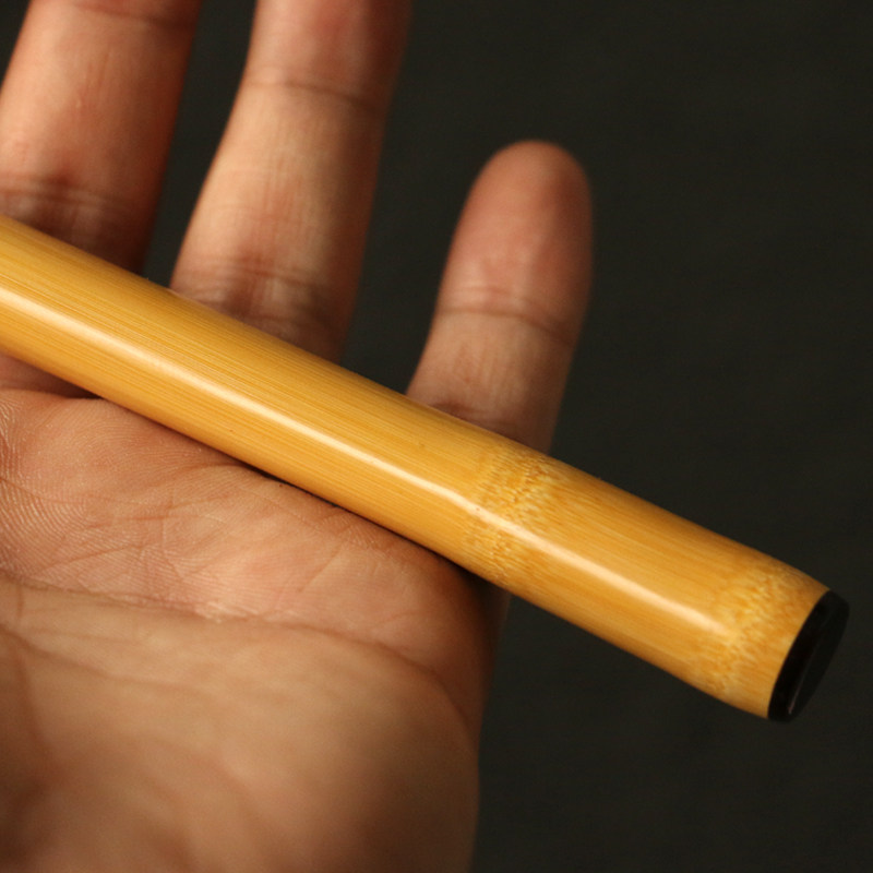 精品纯手工精磨天然实心竹手把件老玉竹裁纸刀竹制切纸文房器竹器