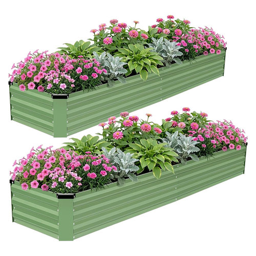 镀锌钢板长条花盆 户外加厚防锈种植箱 8x2x1FT大型蔬菜花卉香草