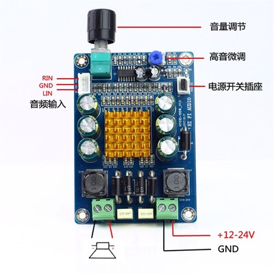 商场天花吸顶喇叭功放板广播单电源直流124V供电大功率100W单声道