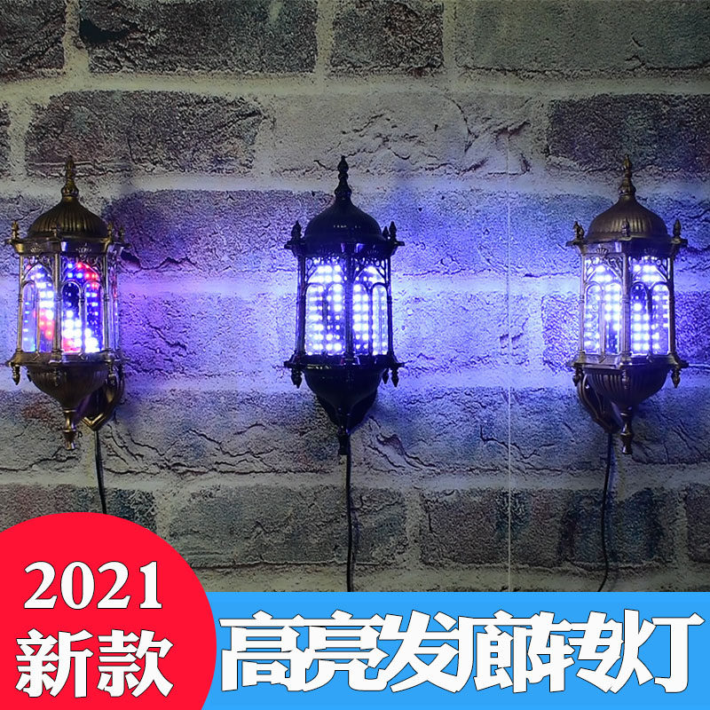 美发转灯LED理发店专用复古挂壁发廊转灯欧式挂墙罗马小宫灯防水
