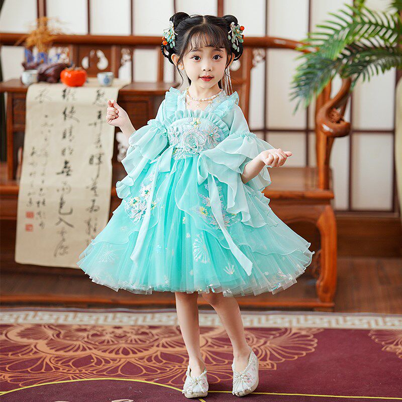 女童夏装汉服儿童装公主裙连衣裙2024新款夏季古装小女孩短款裙子