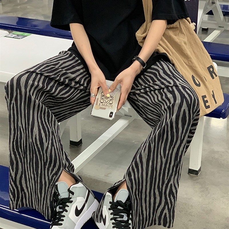 大码女装百褶阔腿裤夏季新款胖妹妹mm高腰显瘦遮胯直筒休闲长裤子