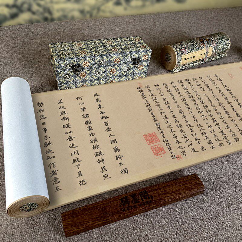 唐韩幹照夜白图国画马水墨画长卷仿古画名画复制画临摹画稿装饰画