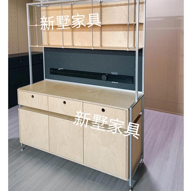北欧桦木收纳柜带灯茶水柜置物柜入户玄关柜储物柜多层酒柜水吧台