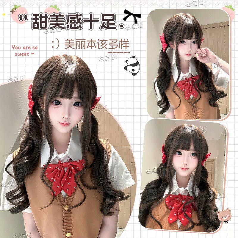 【布偶兔兔】也萌酱假发女lolita长卷发可爱双马尾假发女款全头套
