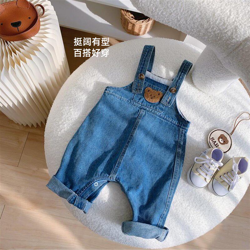 婴儿牛仔背带裤春季新款男女宝宝春装可爱连体裤婴童吊带裤子洋气