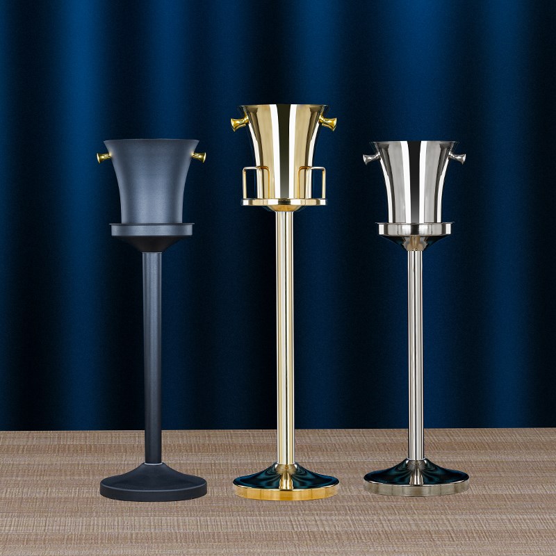 欧式不锈钢香槟桶奢华立式冰桶架家用酒吧ktv酒水展示冰酒桶红酒