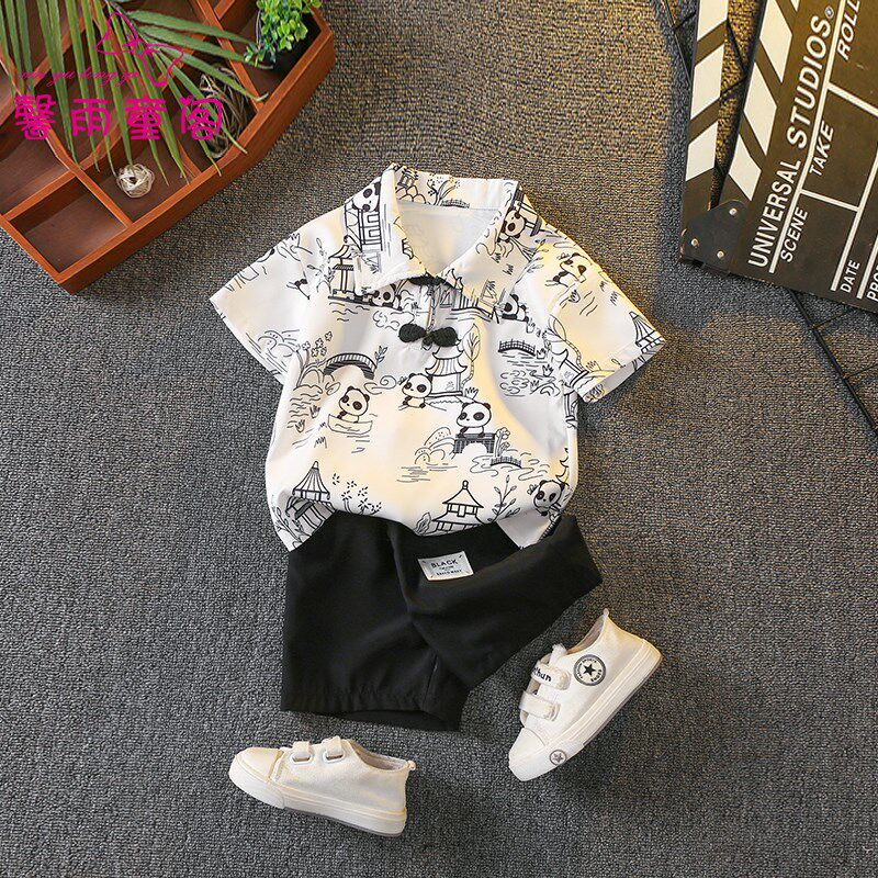 男童汉服儿童中式唐装短袖套装夏季女童宝宝国风旗袍裙六一表演服