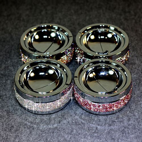 奢华镶钻办公家用烟灰缸 时尚创意多功能不锈钢烟灰缸 小巧烟灰缸
