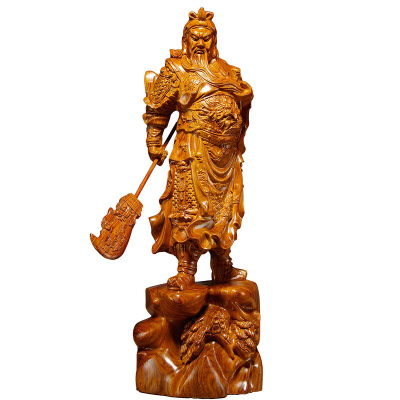 花梨木质雕刻武财神关公像摆件家居客厅公司办公室装饰开业送礼品