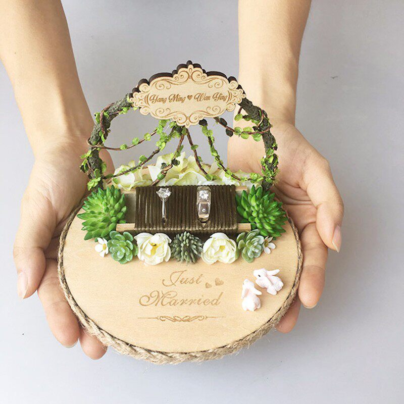 喜平方求婚拱门手工定制戒托韩式结婚交换戒指盒婚礼情人节礼品
