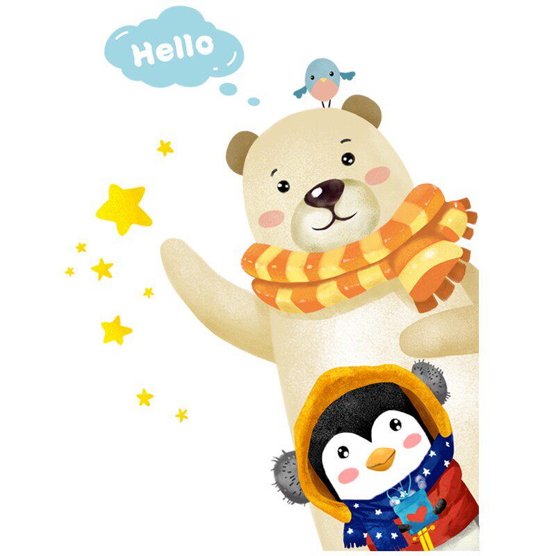 卡通儿童房间装饰门贴衣柜贴纸墙贴画柜子自粘3D立体卧室创意背景