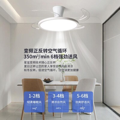 隐形风扇灯2024新款吊扇灯餐厅客厅主卧室广东中山灯具吸顶风扇灯
