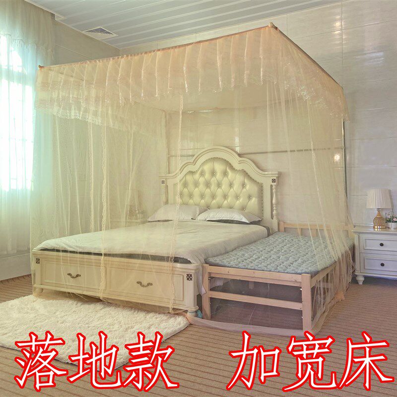 定制加大加宽特大号床侧装三开门伸缩蚊帐不锈钢拼接床婴儿床