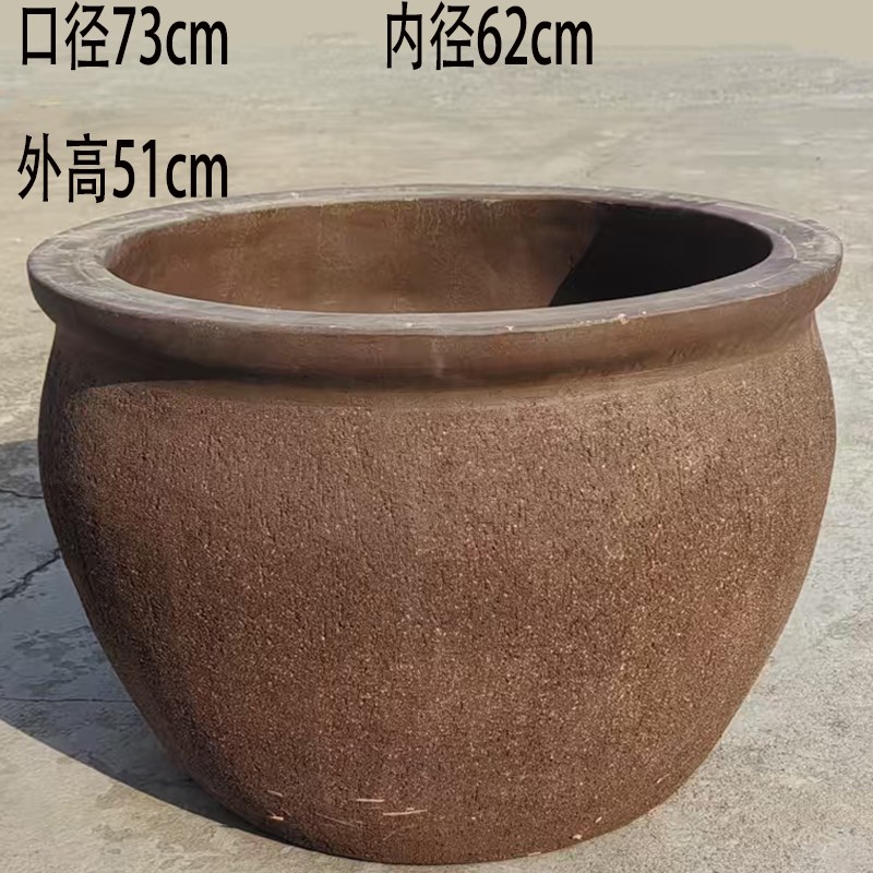 无孔紫砂花盆养鱼水培植物 简约风格陶瓷生态鱼缸适合铜钱草