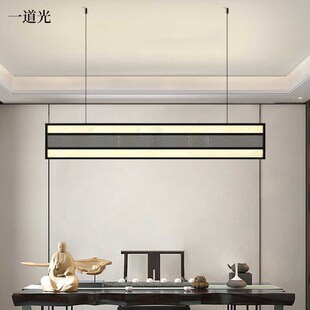 复古禅意餐桌吊灯茶室别墅书房灯定制布艺餐厅创意吧台灯具 新中式