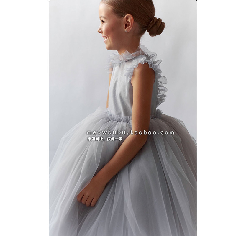 儿童生日晚礼服气质粉色女童钢琴演出服小女孩花童走秀公主裙夏款