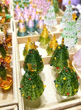 菠萝圣诞树拉丝琉璃摆件工艺品高级感小众玄关装饰品水晶烧制玻璃
