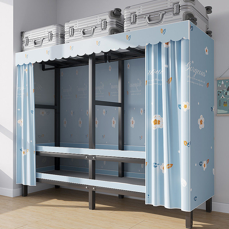 免安装简易衣柜加粗加厚钢架收纳布衣柜双人挂衣布艺衣橱结实稳固