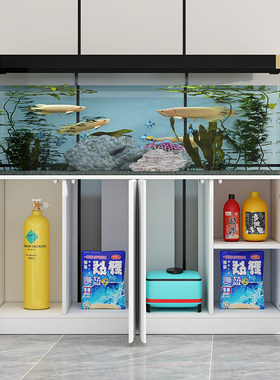 客厅鱼缸柜中小型造景水族箱落地家用大型生态底柜玻璃金鱼缸带柜