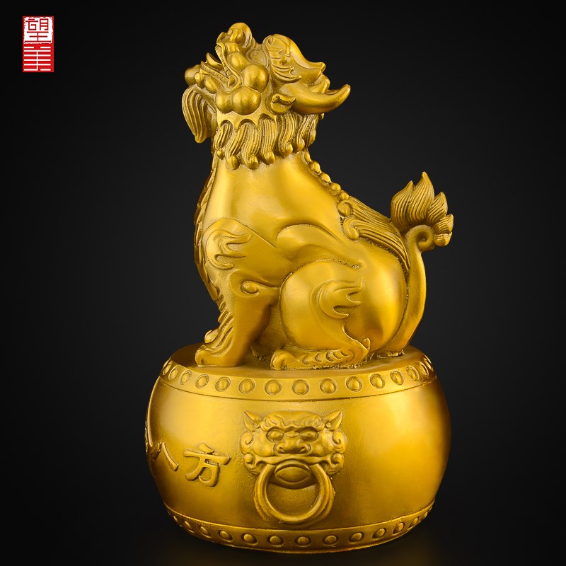 铜望天吼摆件黄铜蹬龙客厅入户门神兽瑞兽工艺品大号朝天吼摆件