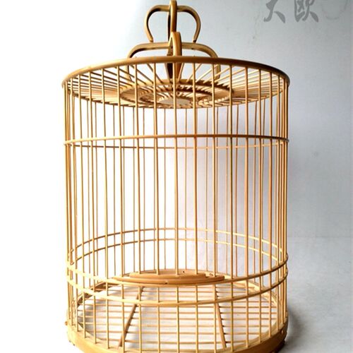 大欧鸟笼 竹制 平顶画眉笼子 手工抛光 半成品成品diy圆形笼 全配