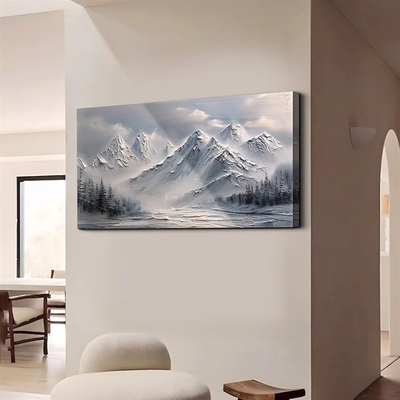 大芬村纯手绘油画抽象雪山树林风景轻奢客厅装饰画办公室卧室挂画
