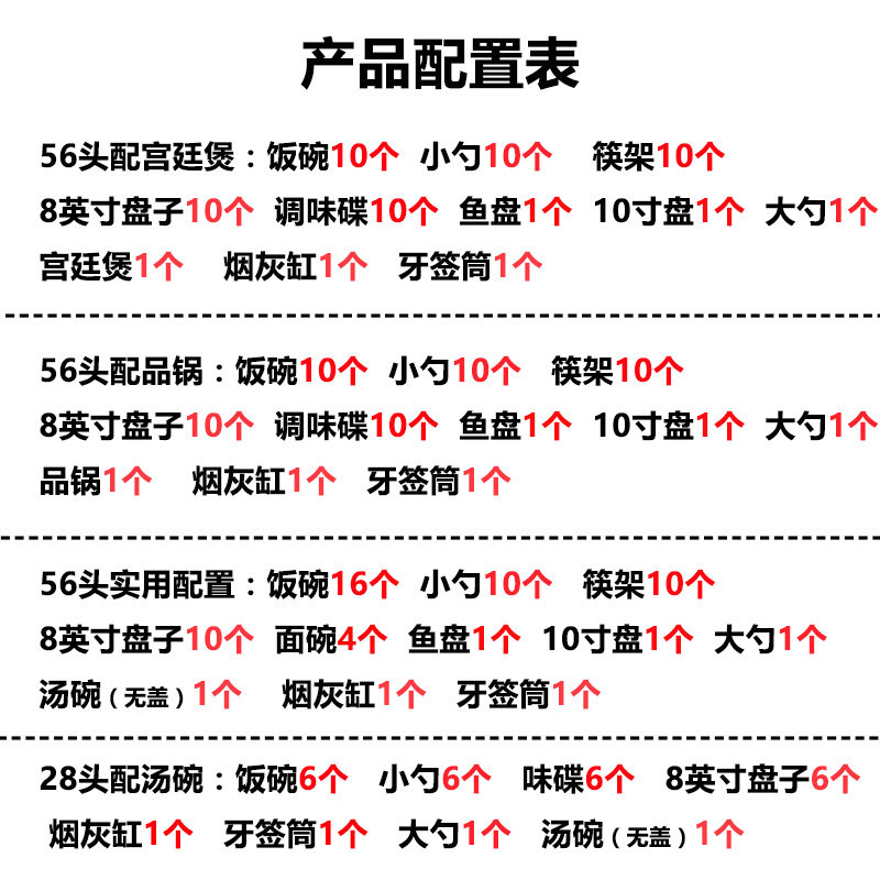 碗碟套装太阳岛 家用66头景德镇陶瓷餐具 送礼组合吃饭面碗筷套装