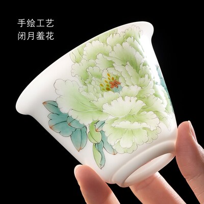 妙莲天香庄晓明老师手绘玉笑珠香三才盖碗茶杯单个高端茶具泡茶碗