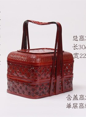 竹编特色提篮浙江省产 结婚用竹食盒家用野餐竹篮小山竹弄精编